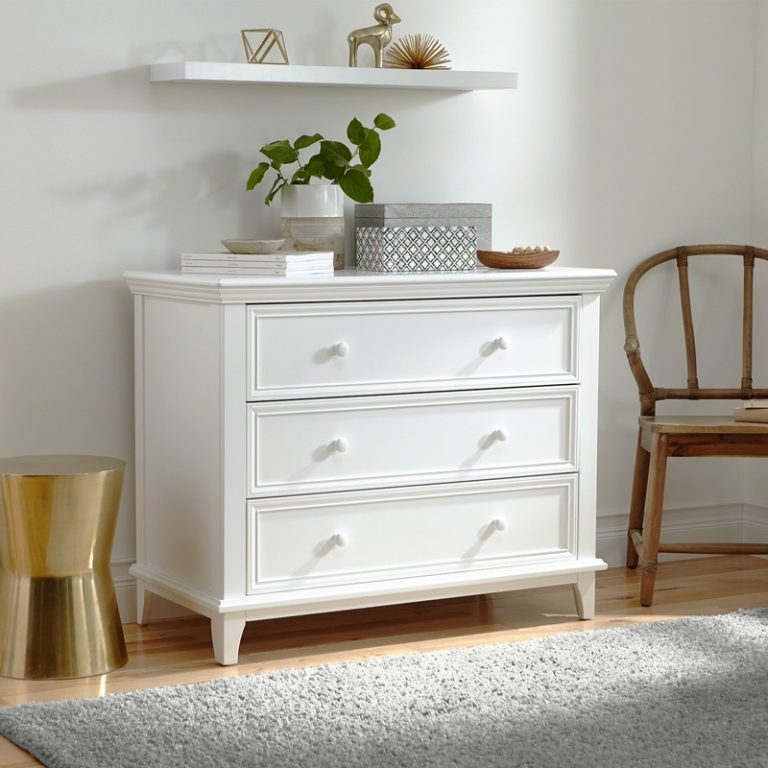 White 3 Drawer Dresser Nursery Dresser Girl Dresser Gray