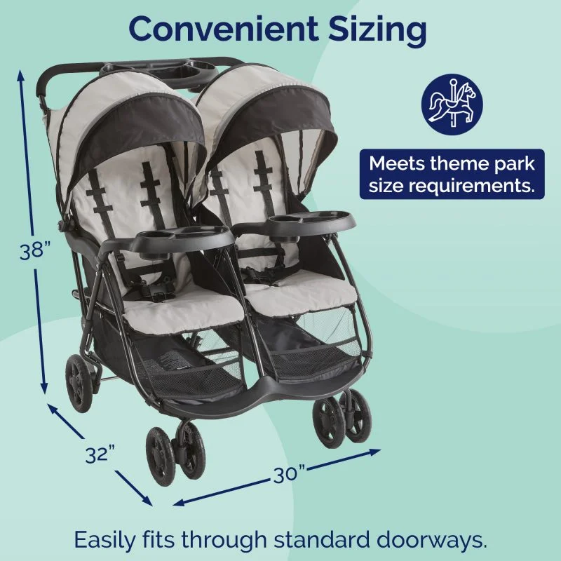 Kolcraft Cloud Plus Double Stroller - Slate Gray Image 3
