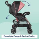 Kolcraft® Cloud Sport Lightweight Stroller - Triangles Coral Image 7 Thumbnail