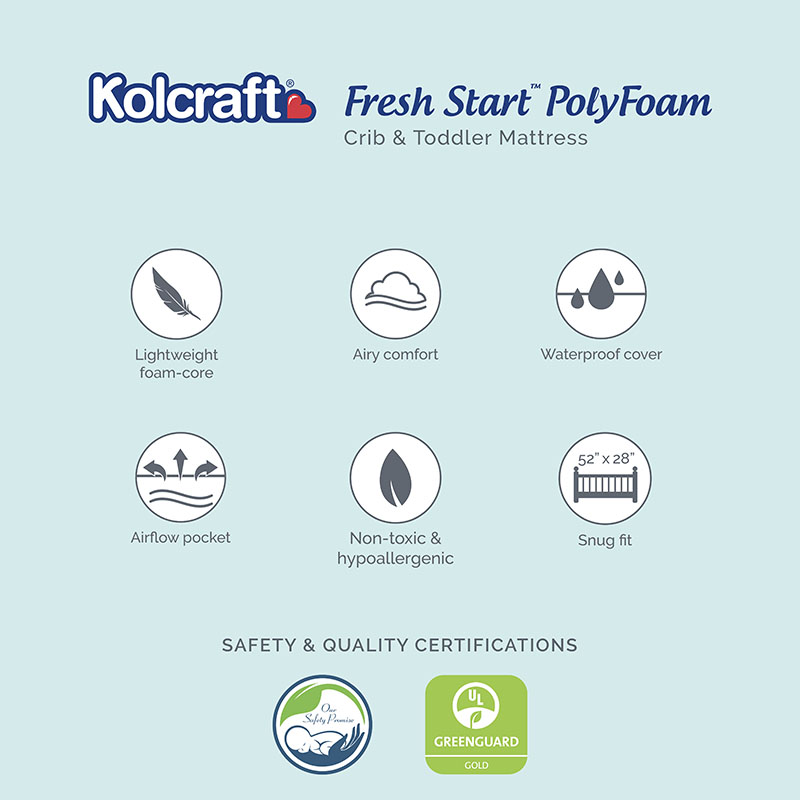 Kolcraft® Fresh Start™ Premium Waterproof Crib Mattress - Pink Image 5