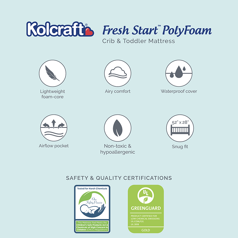 Kolcraft® Fresh Start™ Premium Waterproof Crib Mattress - Beige Image 5