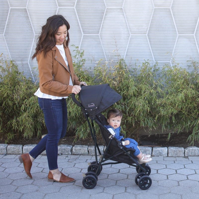 Stroller lifestyle image with mom and baby