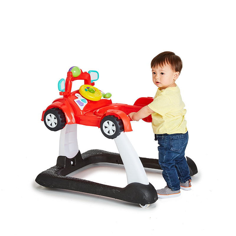 4x4-2-in-1 Activity Walker Kolcraft Car Sounds and Music Seated or Walk-Behind Position Steering Wheel with Lights Racer Red 