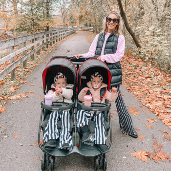 Kolcraft Cloud Plus Double Stroller _Influencer Mom with two kids in the Cloud Plus Double Stroller