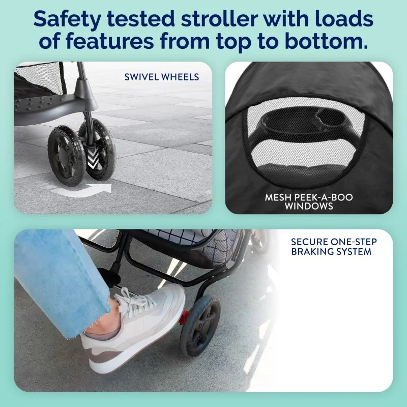 Kolcraft Cloud Plus Double Stroller - Slate Gray Image 7