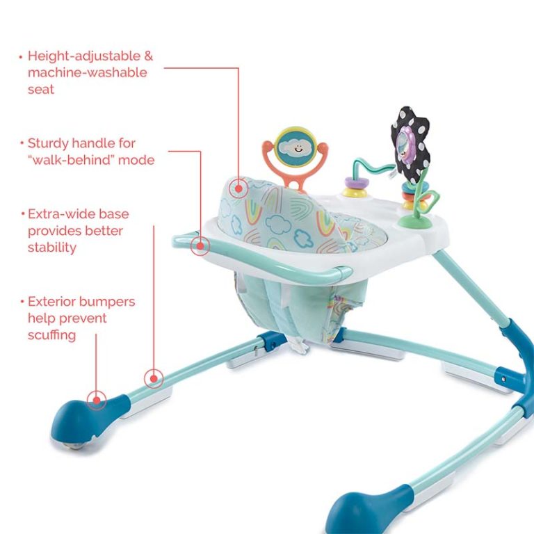 Baby Walker Toddler Activity Toy Bar Food Tray Adjustable Seat Safe Step Helper 