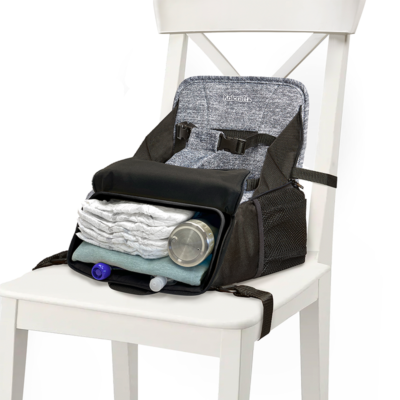 Closer view of the inside pockets of the 2-in-1 Booster Seat and Diaper bag