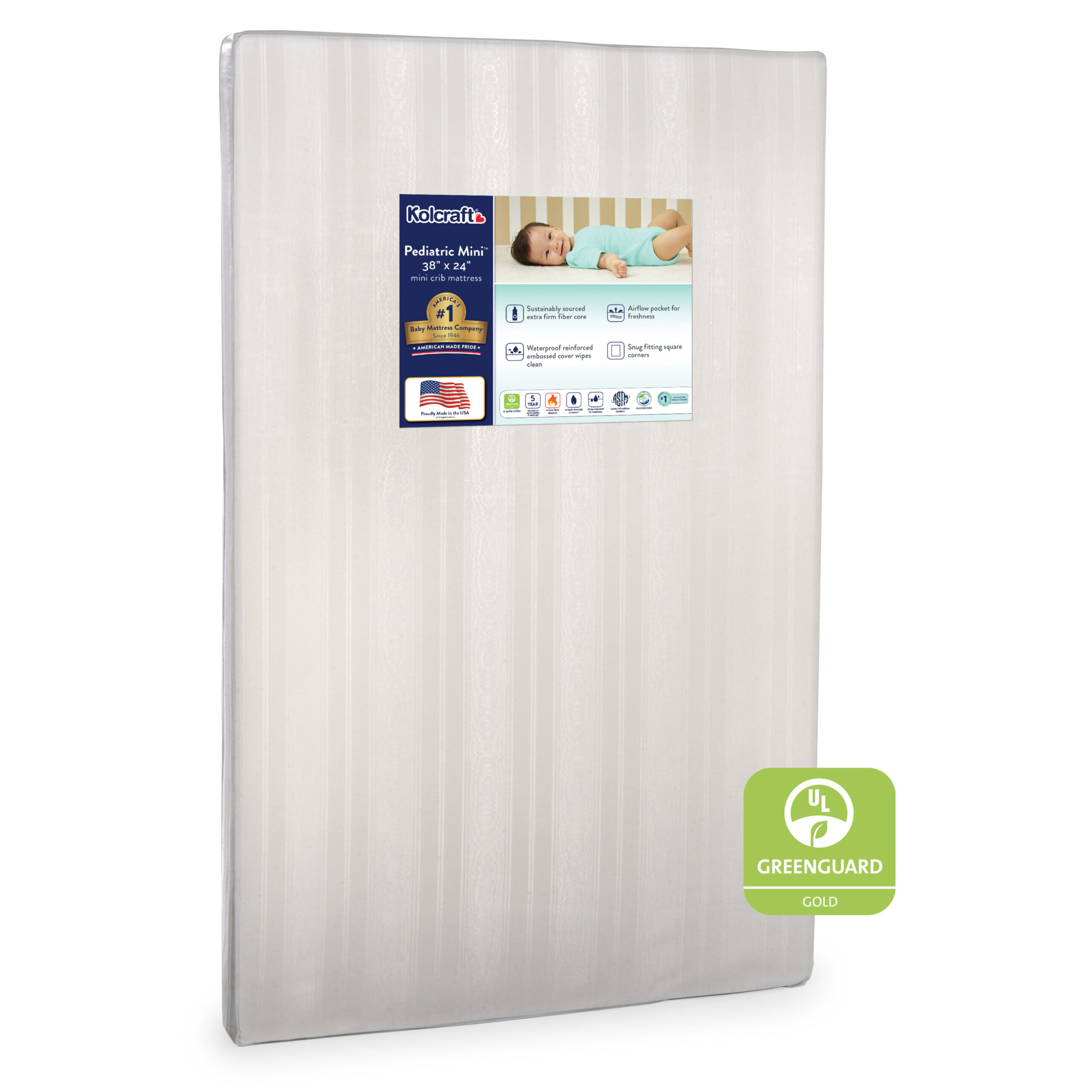 Kolcraft Mini Crib Mattress GREENGUARD GOLD Certified