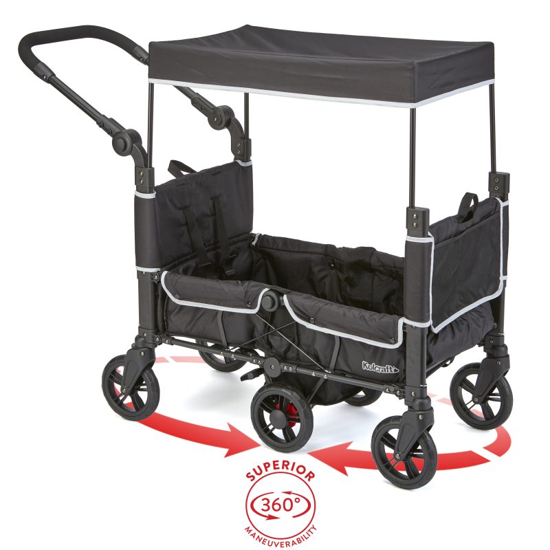Kolcraft Cloud 360 Stroller Wagon - Midnight Black and Gray Image 2