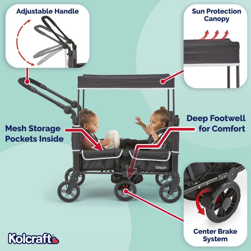 Kolcraft Cloud 360 Stroller Wagon - Midnight Black and Gray Image 5