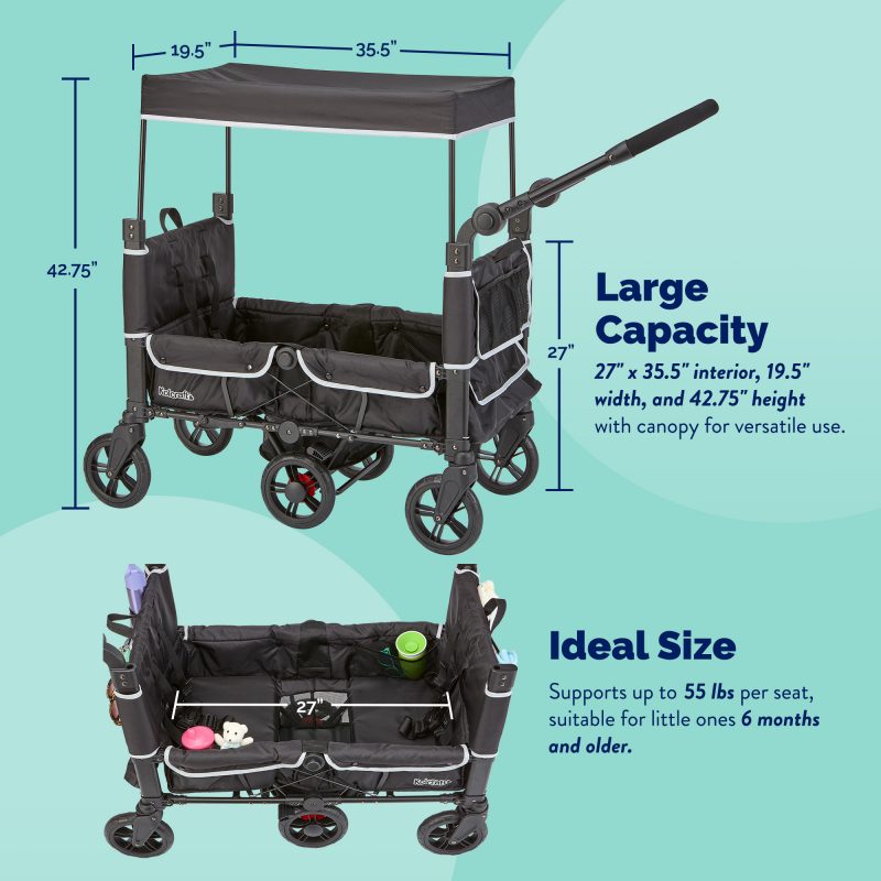 Kolcraft Cloud 360 Stroller Wagon - Midnight Black and Gray Image 6