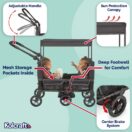 Kolcraft Cloud 360 Plus Stroller Wagon twins two seat layout deep footwell siblings Thumbnail