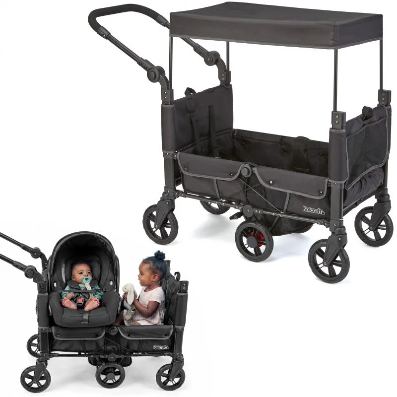 Kolcraft Cloud 360 Plus Stroller Wagon infant car seat compatible 360 turning 17 inch fold 25.5 lbs two seater