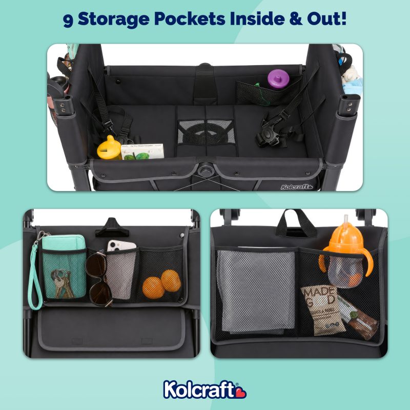 Kolcraft Cloud 360 Plus Stroller Wagon storage pockets cold drinks snacks parent essentials